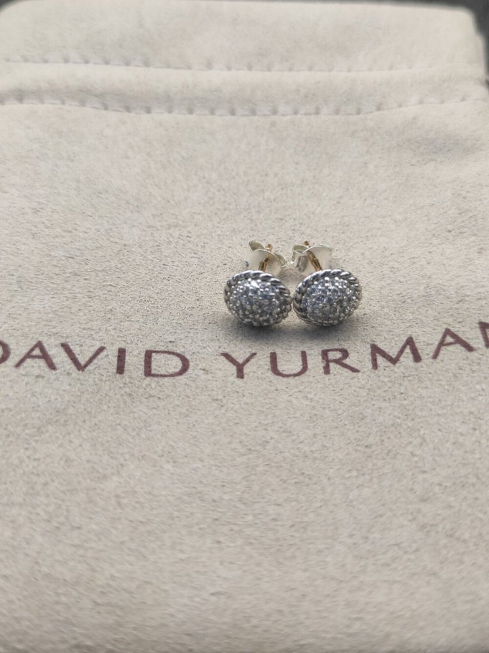 David Yurman 925 Silver Earrings with Original Pouch